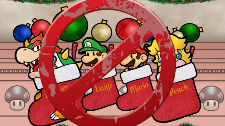 Super Mario Characters In Christmas Socks Wallpaper